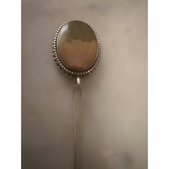 Vintage Sterling Landscape Agate Tree Of Life Pendant Necklace Signed Handmade - Picture 5 of 9